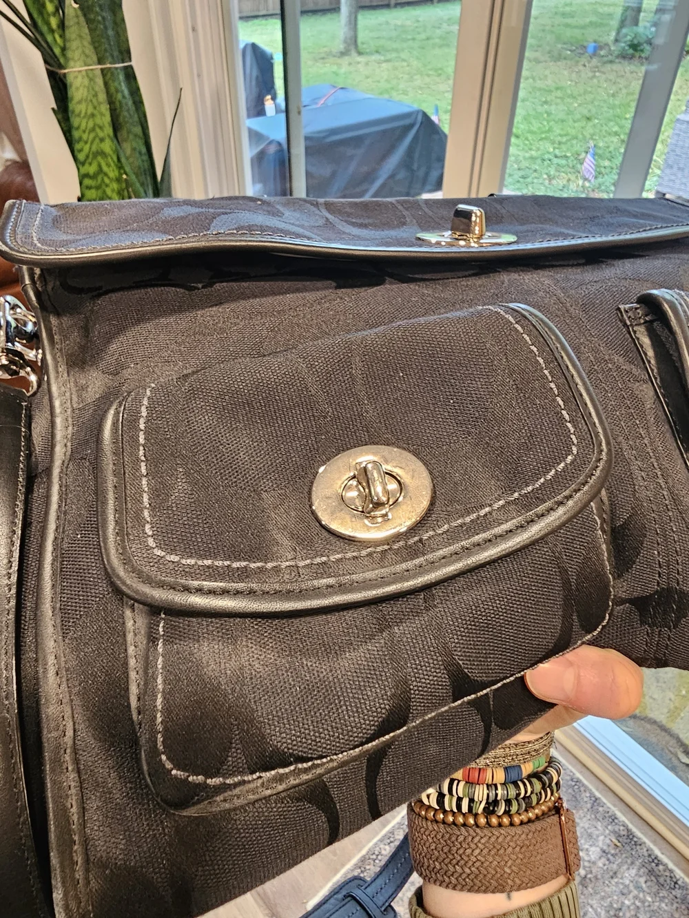 Vintage Coach Black Signature Canvas Legacy Hampton Business Messenger Bag 12979